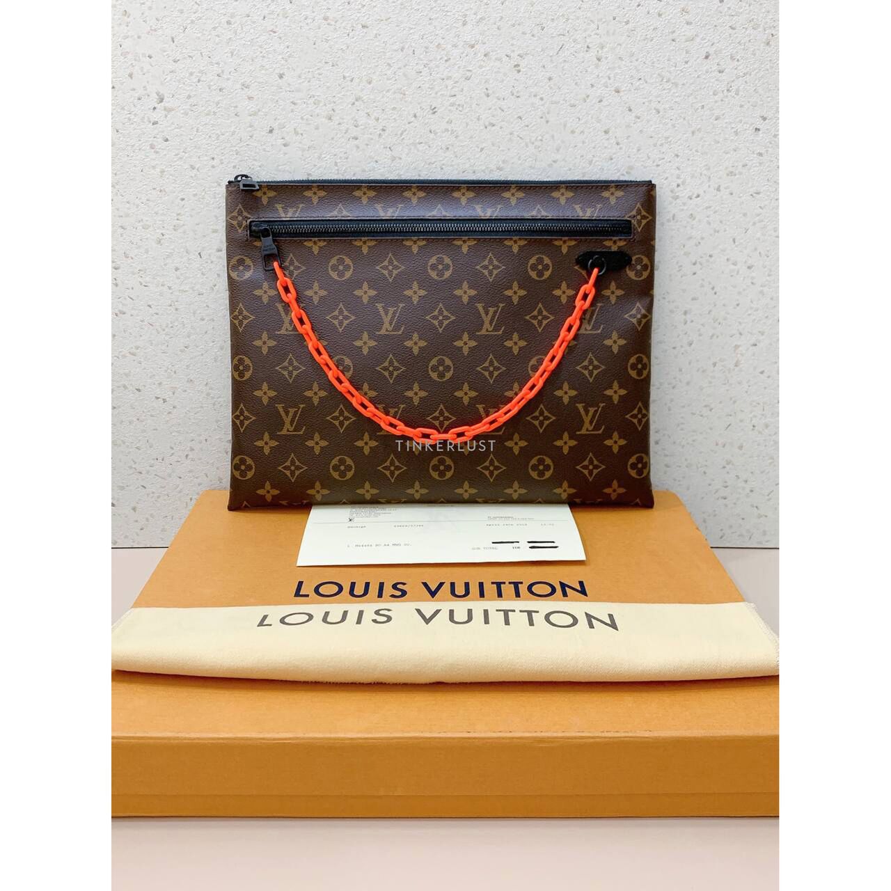 tas pouch Louis Vuitton A4 Monogram Virgil Abloh 2019 Pochette Pouch Tinkerlust